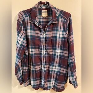 American Eagle Ahh-Mazingly Soft Boyfriend Fit Flannel Button Down Size XL Red